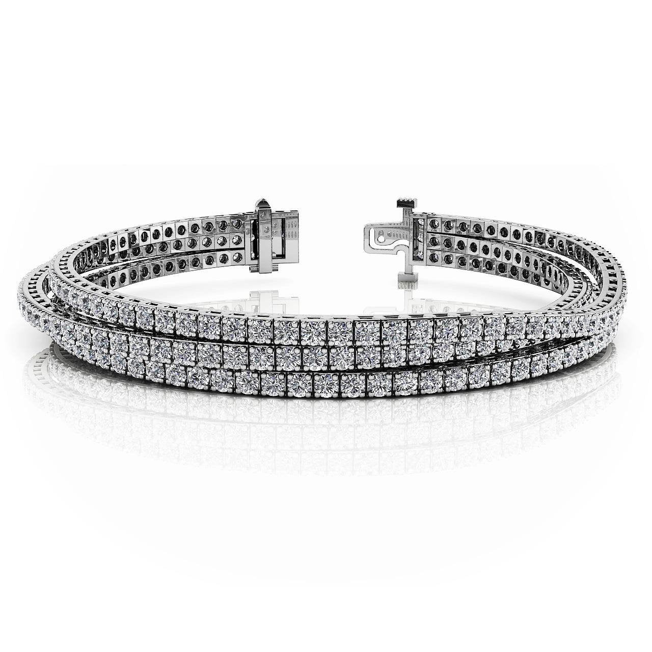 Triple Strand Flexibles Tennisarmband 12 Kt Diamanten im Rundschliff Weiß - harrychadent.de