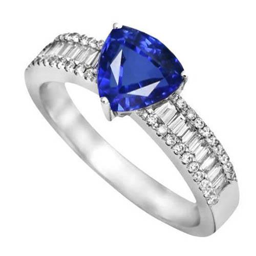 Verlobungsring Edelstein Blauer Saphir & Aus der Erde Abgebauter Natürlicher Diamanten 4 Karat Neu