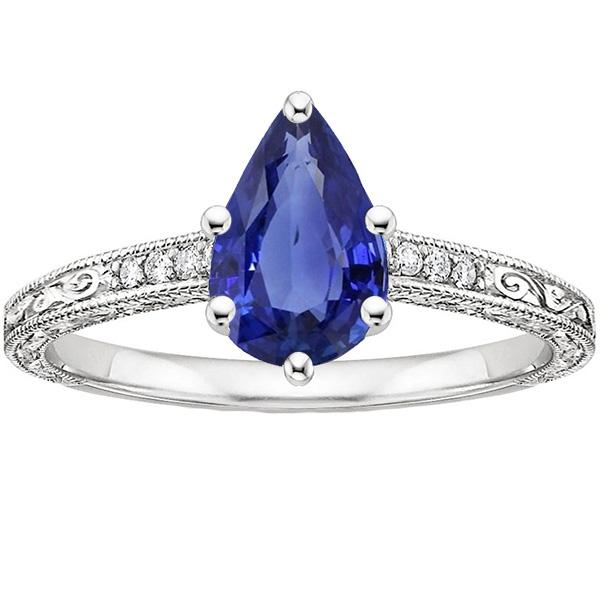 Vintage Style Diamant Jubiläumsring Gold Blauer Saphir 4,25 Karat - harrychadent.de