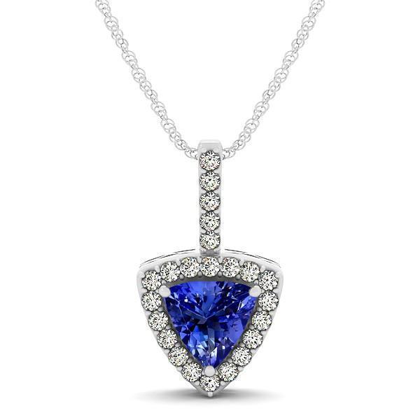 Weißgold 14K 2.70 Kt Tansanit mit Aus der Erde Abgebauter Natürlicher Diamanten Anhänger mit Kette
