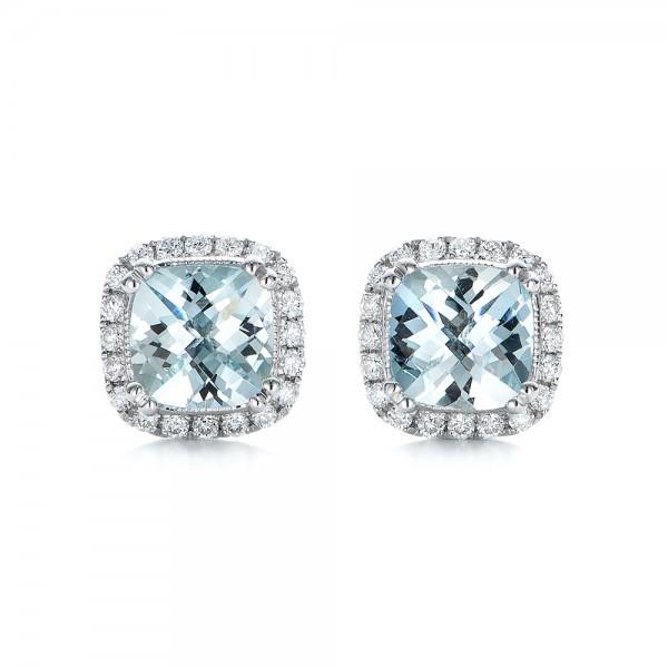 Weißgold 14K 4,70 Kt Halo Aquamarin mit Diamanten Ohrstecker Ohrringe - harrychadent.de