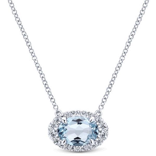 Weißgold 14K Anhänger mit Kette 11,75 ct Aquamarin und Diamanten - harrychadent.de