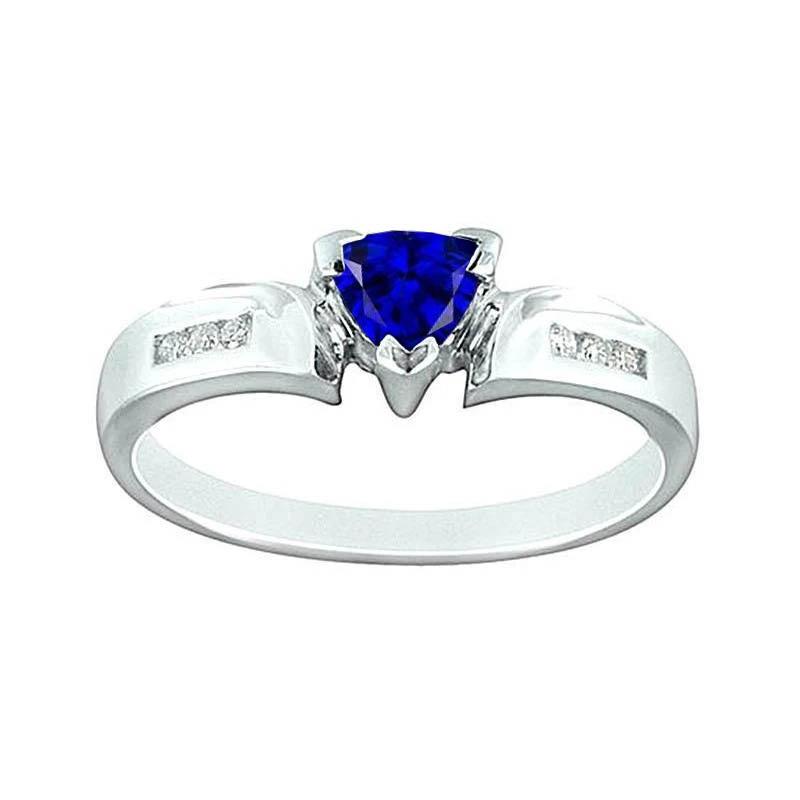 Weißgold 14K Ceylon Saphir 1.21 Karat Aus der Erde Abgebauter Natürlicher Diamanten Jubiläumsring