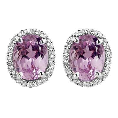 Weißgold 14K Rosa Kunzit & Diamant 35,10 Karat Ohrstecker Neu - harrychadent.de