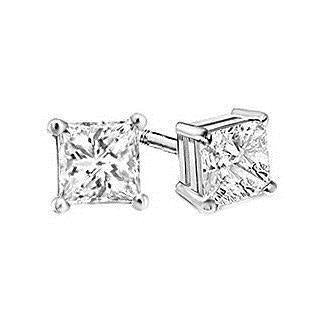 Weißgold 4 Krappen Set Prinzessin Solitaire Aus der Erde Abgebauter Natürlicher Diamant Ohrstecker 14K