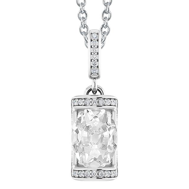 Weißgold Diamant Anhänger Bar Set Oval Old Cut 4 Karat 14K - harrychadent.de