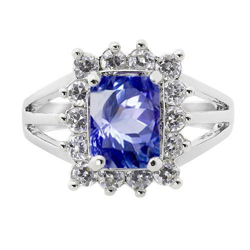 Weißgold Sri Lanka Saphir Kissen Aus der Erde Abgebauter Natürlicher Diamanten Ring 6 Ct