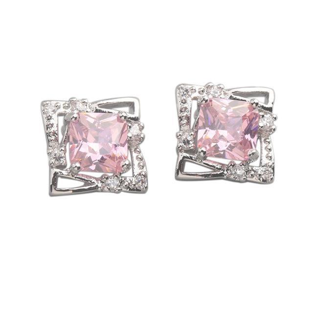 Weißgoldkissen Kunzit mit Aus der Erde Abgebauter Natürlicher Diamanten 11,60 ct. Ohrstecker