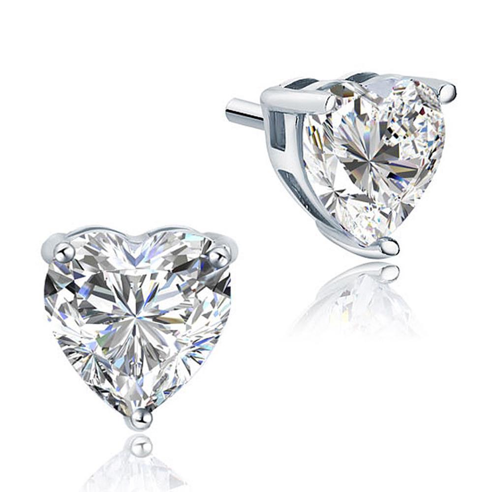 Wunderschöner 2 Karat Herzschliff Aus der Erde Abgebauter Natürlicher Diamant Damen Ohrstecker Weißgold 14K