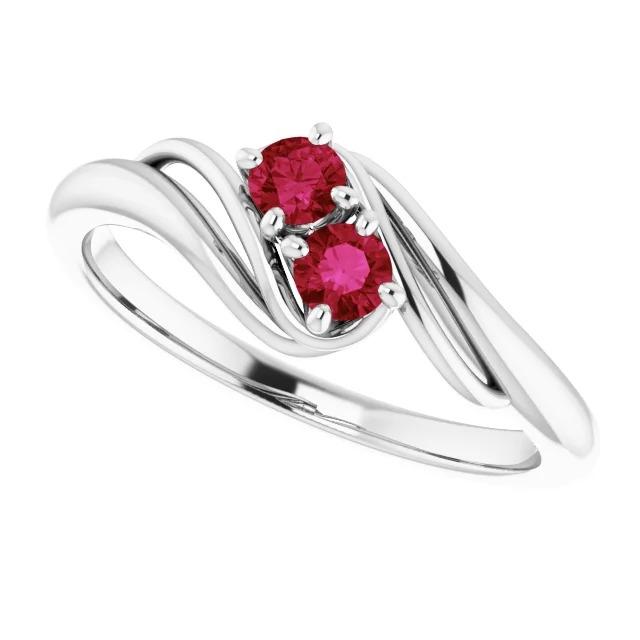 Zwei Steine 1 Karat Rubin Ring Weißgold 14K - harrychadent.de