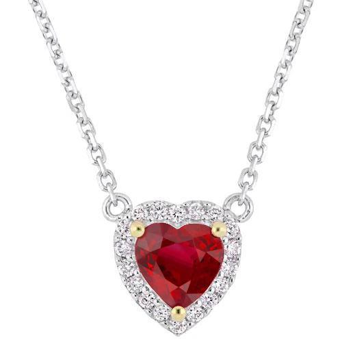 Zweifarbige Gold 14K 5,65 Karat Rubin & Diamanten Halskette mit Anhänger Neu - harrychadent.de