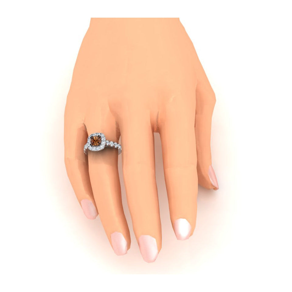 Zweifarbiger Brauner Diamant Ring Krappen Satz 14K Gold