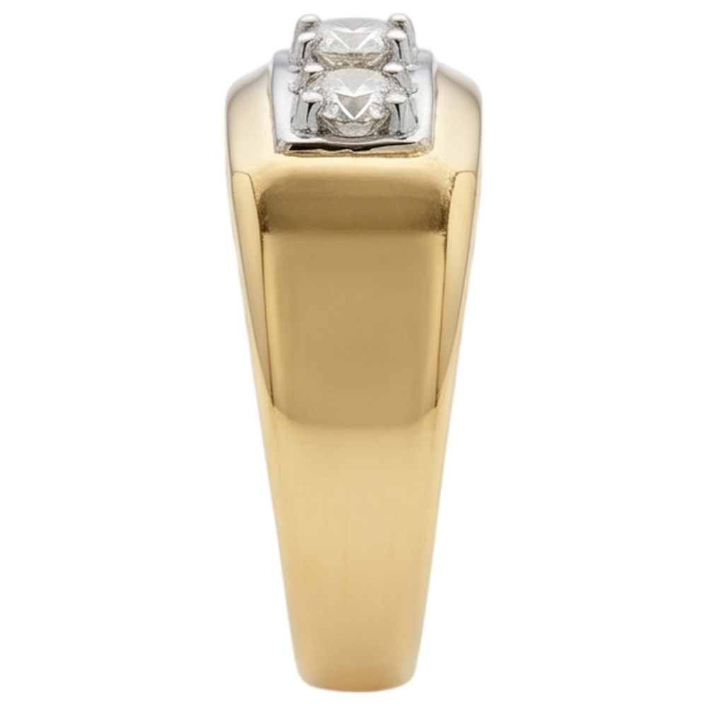 0.75 Karat Echt Aus der Erde Abgebauter Natürlicher Diamant Herrenring Drei Steine 14K Zweifarbig Neu