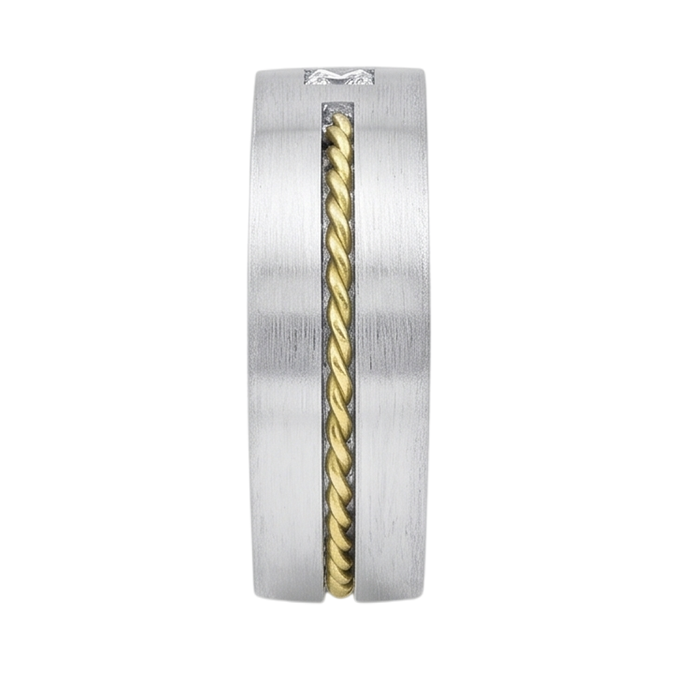 0,35 Karat Prinzessinnenschnitt Echt Aus der Erde Abgebauter Natürlicher Diamant Herren-Solitärring Zweifarbiges Gold 14K