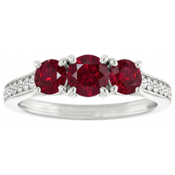 1.10 Karat Burma Rubin Aus der Erde Abgebauter Natürlicher Diamant Akzent Ring 14K Weißgold Neu