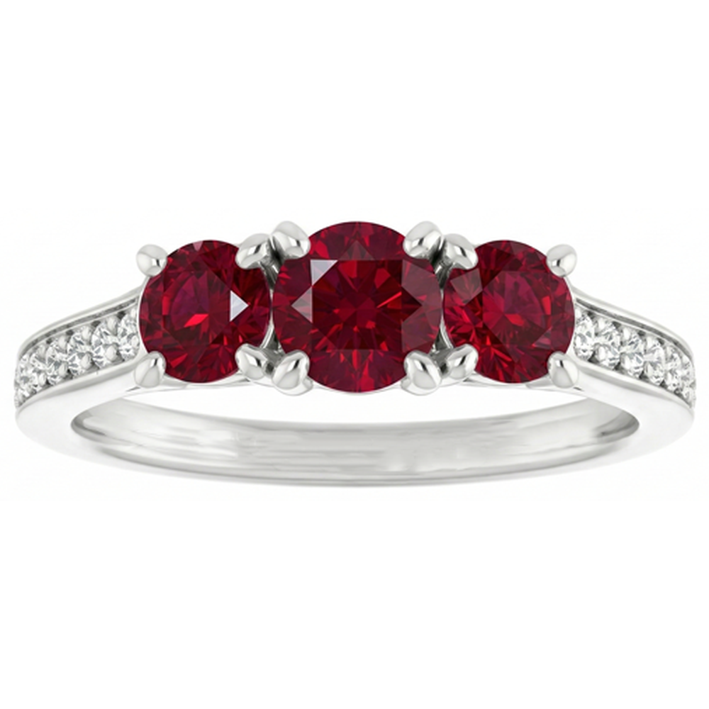 1.10 Karat Burma Rubin Aus der Erde Abgebauter Natürlicher Diamant Akzent Ring 14K Weißgold Neu