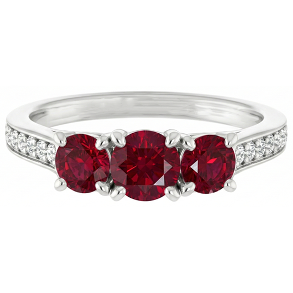 1.10 Karat Burma Rubin Aus der Erde Abgebauter Natürlicher Diamant Akzent Ring 14K Weißgold Neu