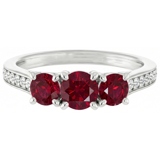 1.10 Karat Burma Rubin Aus der Erde Abgebauter Natürlicher Diamant Akzent Ring 14K Weißgold Neu