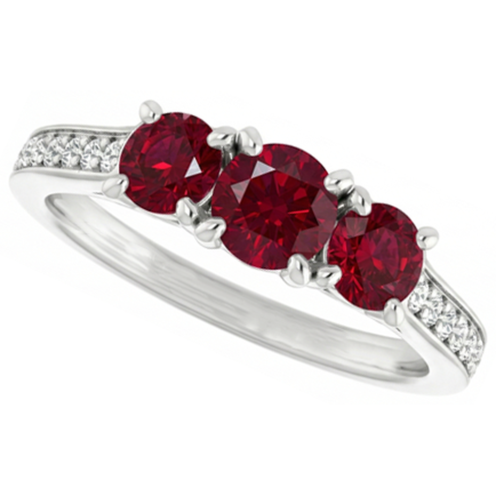 1.10 Karat Burma Rubin Aus der Erde Abgebauter Natürlicher Diamant Akzent Ring 14K Weißgold Neu