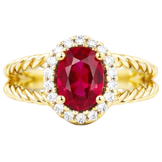 echter oval rubin 1.16Karat ring Seitenansicht