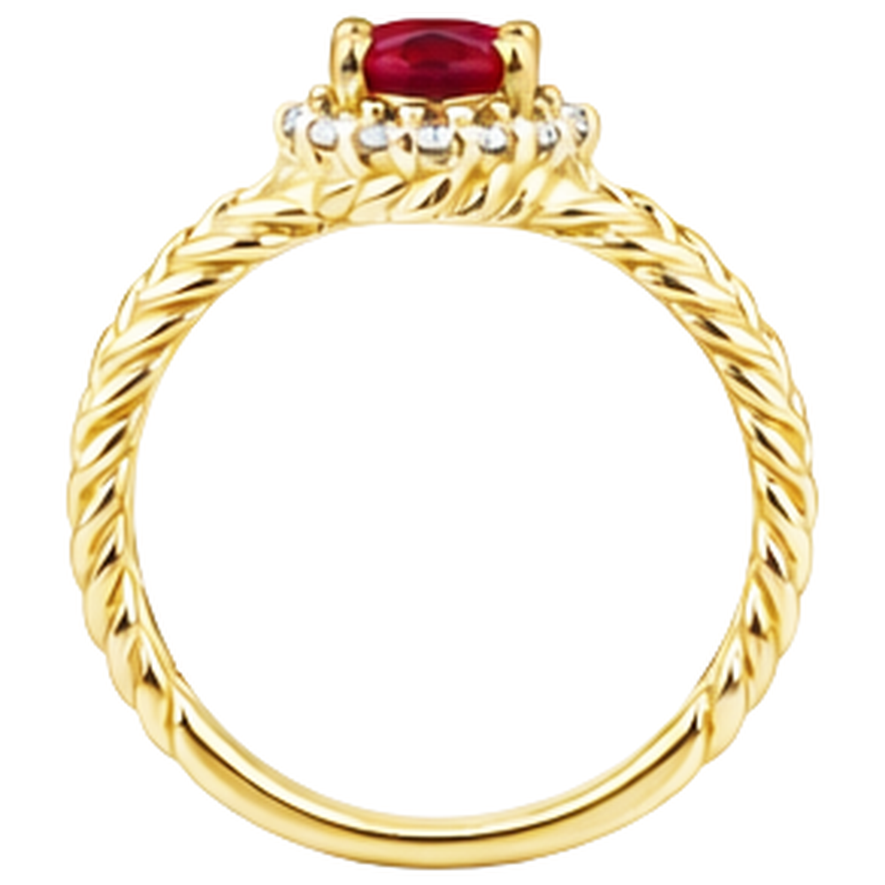 echter oval rubin 1.16Karat ring Profilansicht