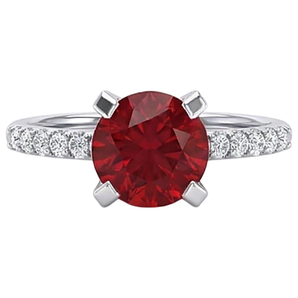 1.20 Karat Roter Rubin-Aus der Erde Abgebauter Natürlicher Diamant-Ring Weißgold 14K
