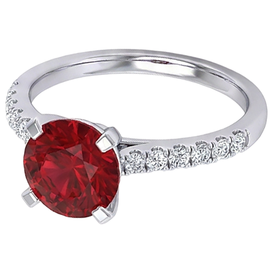 1.20 Karat Roter Rubin-Aus der Erde Abgebauter Natürlicher Diamant-Ring Weißgold 14K