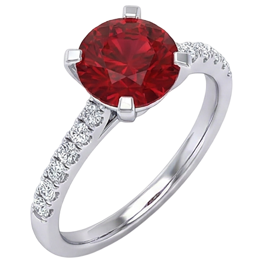 1.20 Karat Roter Rubin-Aus der Erde Abgebauter Natürlicher Diamant-Ring Weißgold 14K