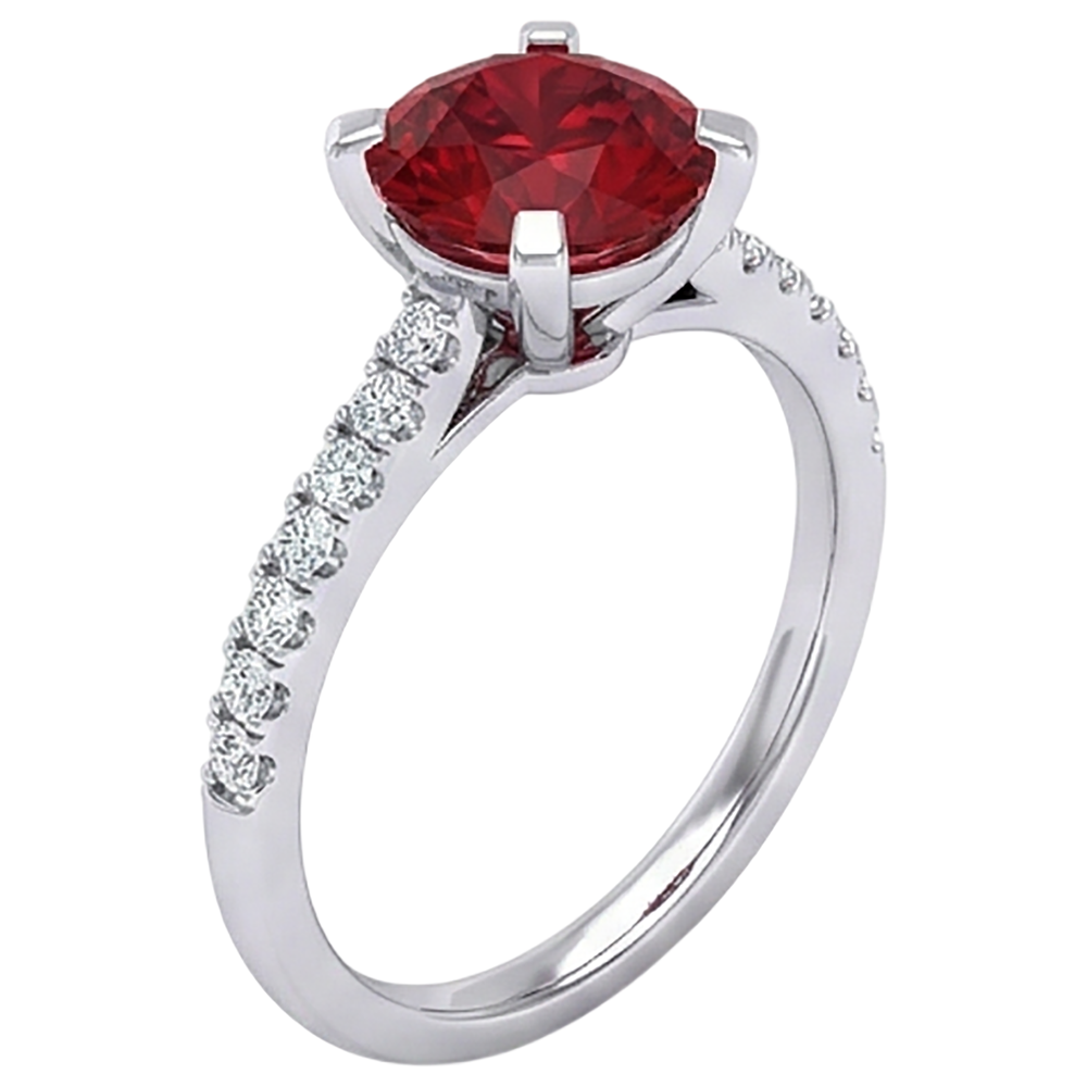 1.20 Karat Roter Rubin-Aus der Erde Abgebauter Natürlicher Diamant-Ring Weißgold 14K