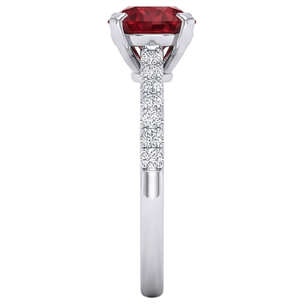 1.20 Karat Roter Rubin-Aus der Erde Abgebauter Natürlicher Diamant-Ring Weißgold 14K