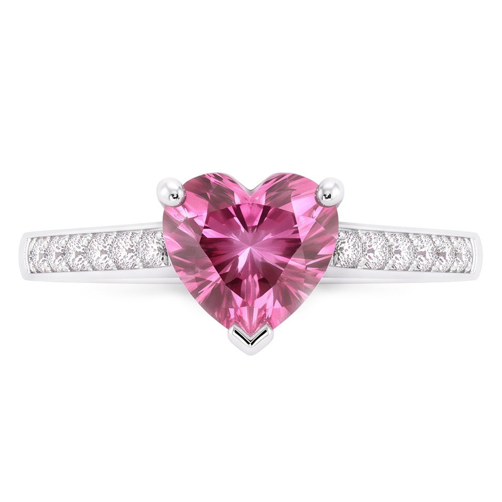 1.25 Karat Rosa Herzform Saphir Aus der Erde Abgebauter Natürlicher Diamant Edelstein Ring Gold