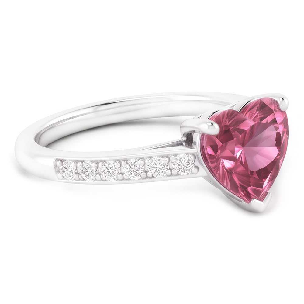 1.25 Karat Rosa Herzform Saphir Aus der Erde Abgebauter Natürlicher Diamant Edelstein Ring Gold
