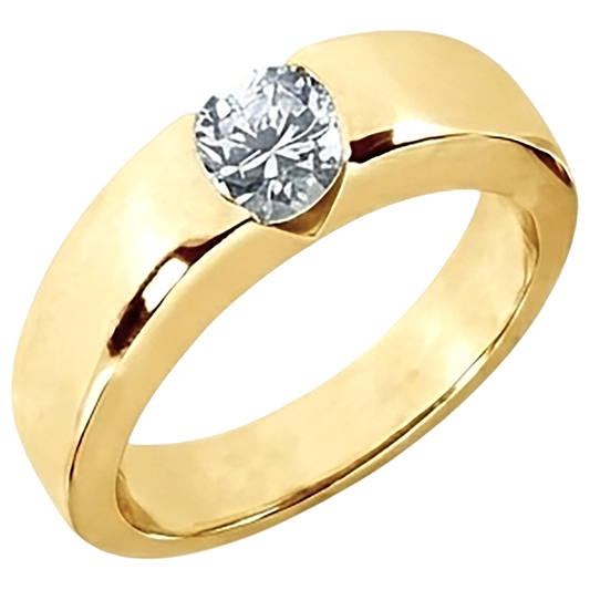 1.25 ct. Runder Brillant-Aus der Erde Abgebauter Natürlicher Diamant-Solitär-Verlobungsring Gold Herren