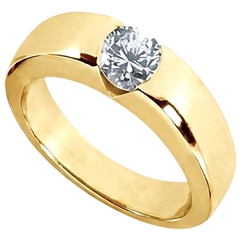 1.25 ct. Runder Brillant-Aus der Erde Abgebauter Natürlicher Diamant-Solitär-Verlobungsring Gold Herren