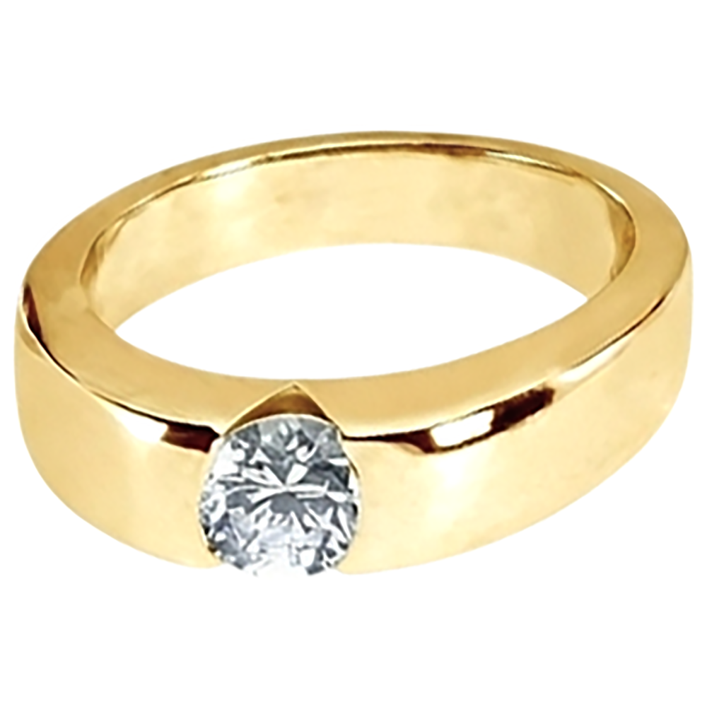 1.25 ct. Runder Brillant-Aus der Erde Abgebauter Natürlicher Diamant-Solitär-Verlobungsring Gold Herren