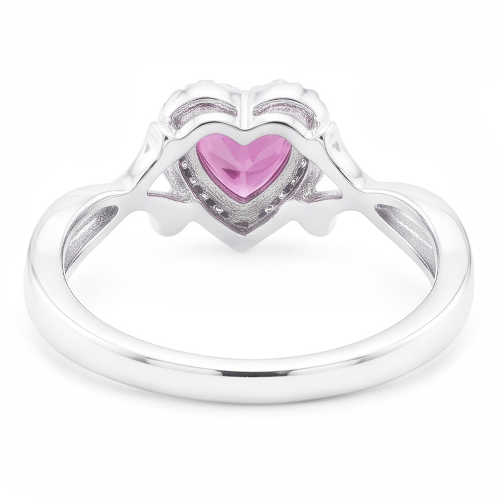 1.30 Kt Rosa Saphir Und Aus der Erde Abgebauter Natürlicher Diamant Ehering 14K Weißgold