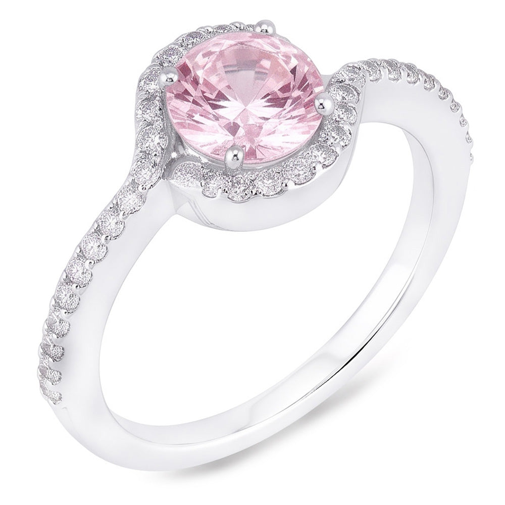 1.35 Kt Rosa Saphir & Runde Aus der Erde Abgebauter Natürlicher Diamanten Verlobungsring Edelstein WG 14K