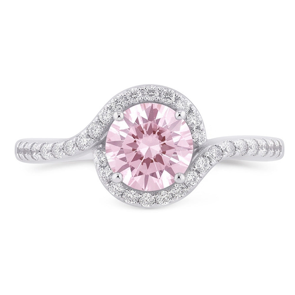 1.35 Kt Rosa Saphir & Runde Aus der Erde Abgebauter Natürlicher Diamanten Verlobungsring Edelstein WG 14K