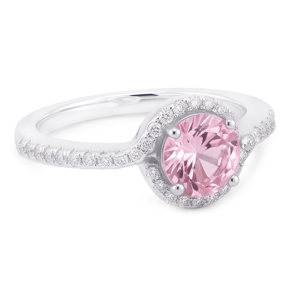 1.35 Kt Rosa Saphir & Runde Aus der Erde Abgebauter Natürlicher Diamanten Verlobungsring Edelstein WG 14K