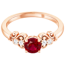 1.40 Karat Roségold 14K Aus der Erde Abgebauter Natürlicher Diamant runder Rubinring