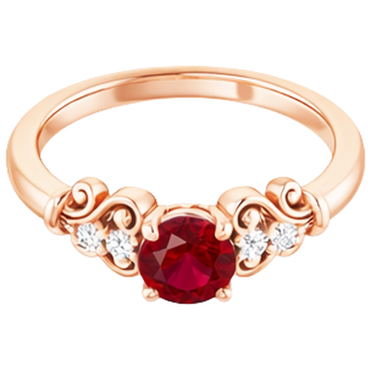 1.40 Karat Roségold 14K Aus der Erde Abgebauter Natürlicher Diamant runder Rubinring