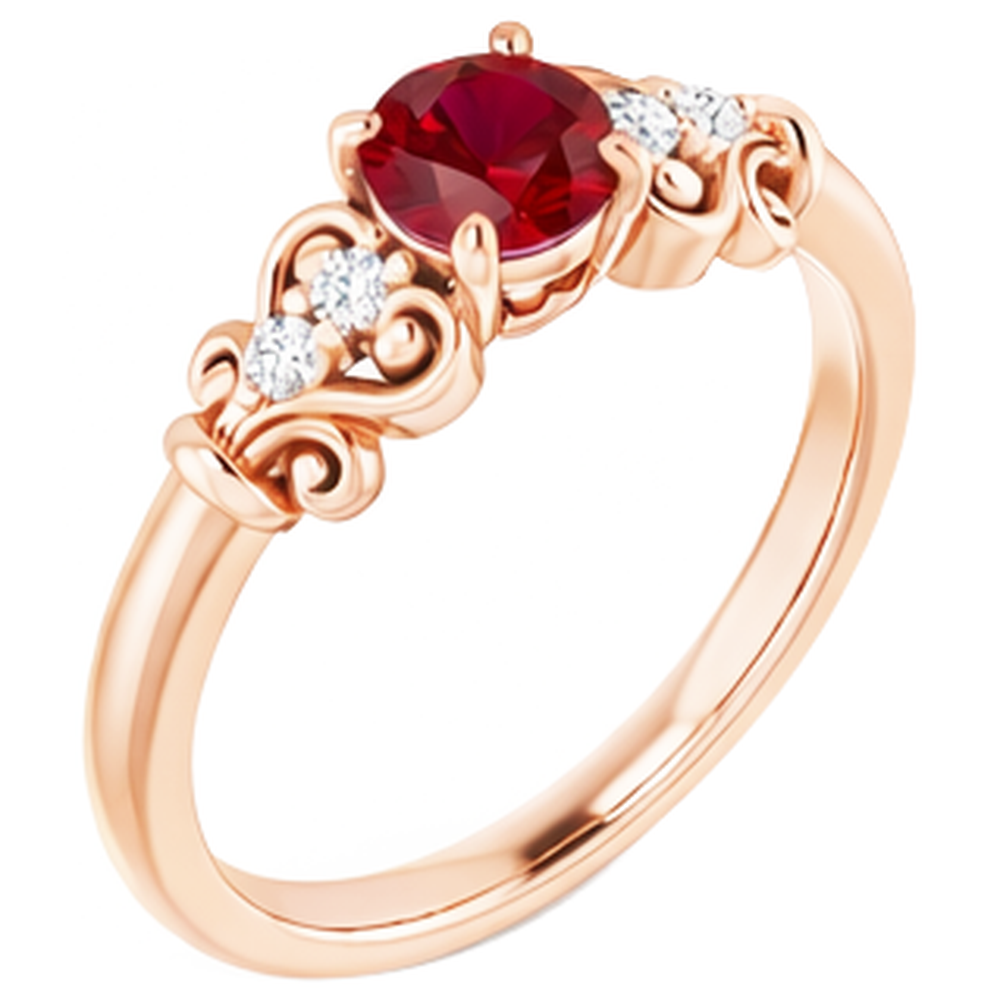 1.40 Karat Roségold 14K Aus der Erde Abgebauter Natürlicher Diamant runder Rubinring