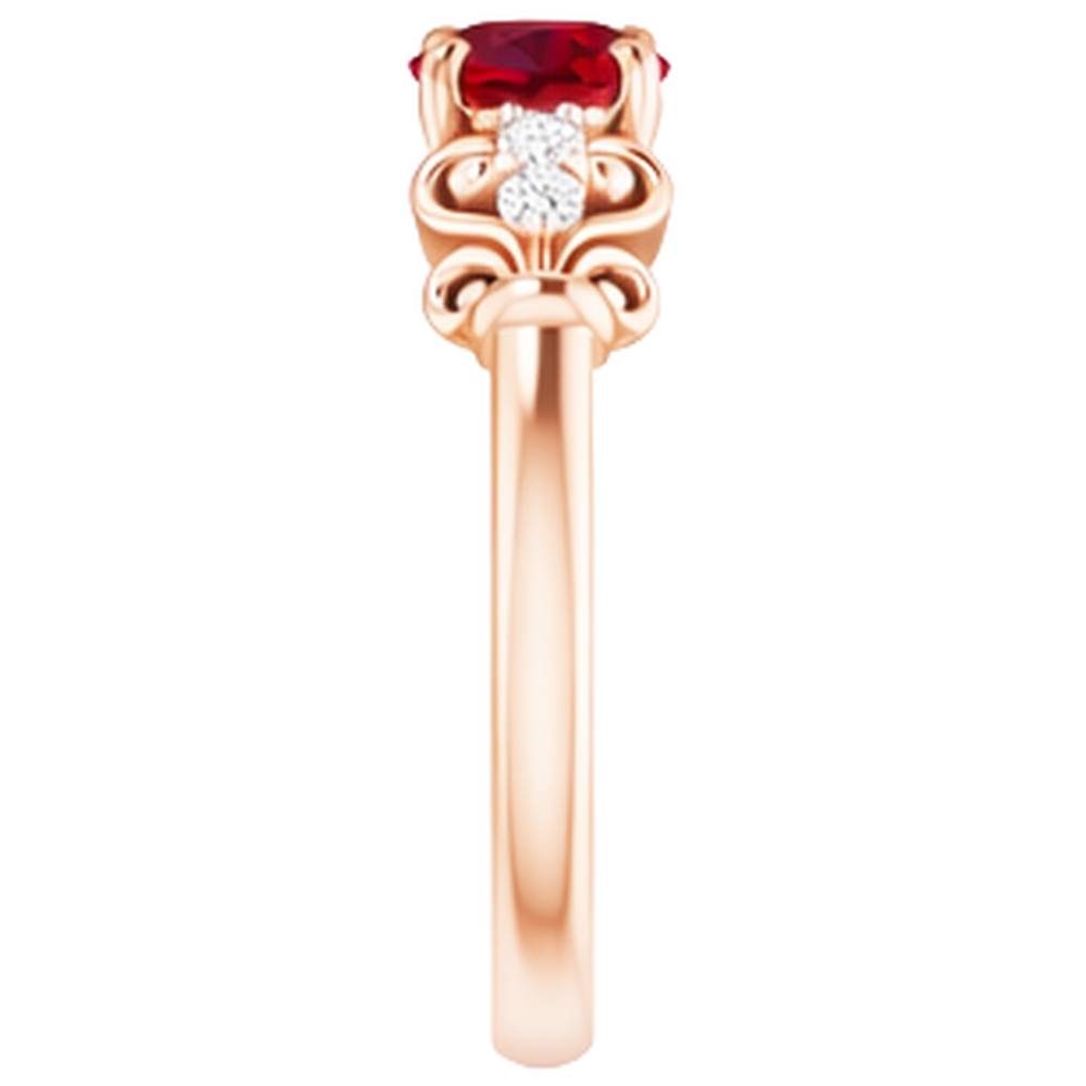 1.40 Karat Roségold 14K Aus der Erde Abgebauter Natürlicher Diamant runder Rubinring