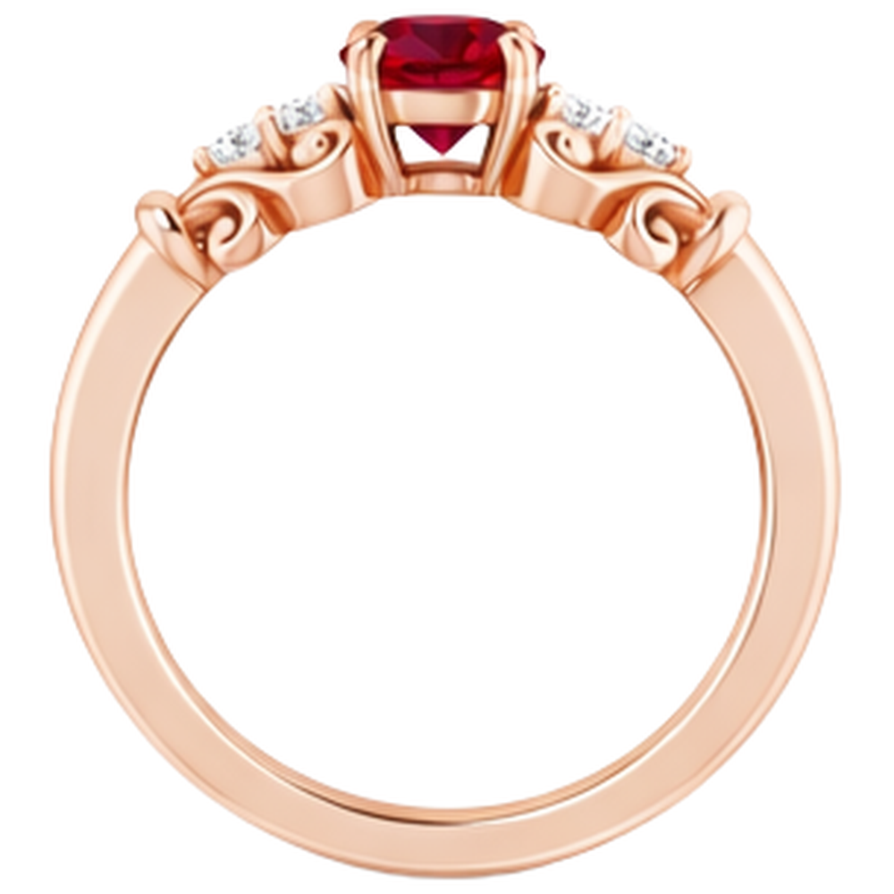 1.40 Karat Roségold 14K Aus der Erde Abgebauter Natürlicher Diamant runder Rubinring