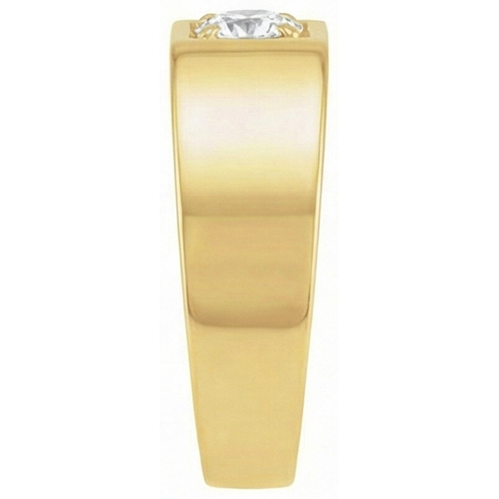 Edler Diamant Old Mine Cut Solitär-Ring in 14 Karat Gelbgold – Seitenansicht