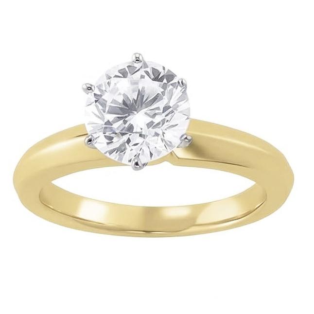 1.50 Karat Echt Aus der Erde Abgebauter Natürlicher Diamant-Solitär-Verlobungsring zweifarbig 14K