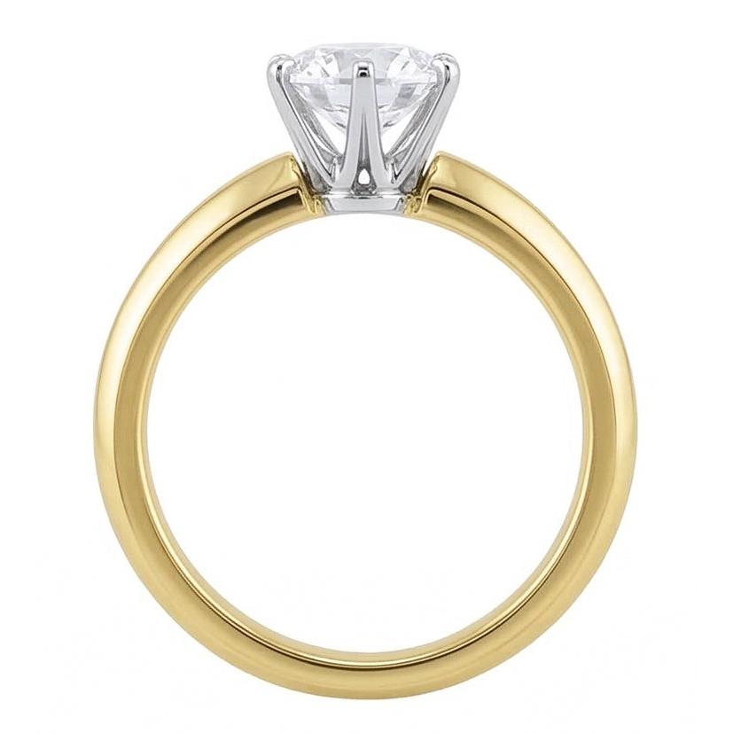 1.50 Karat Echt Aus der Erde Abgebauter Natürlicher Diamant-Solitär-Verlobungsring zweifarbig 14K