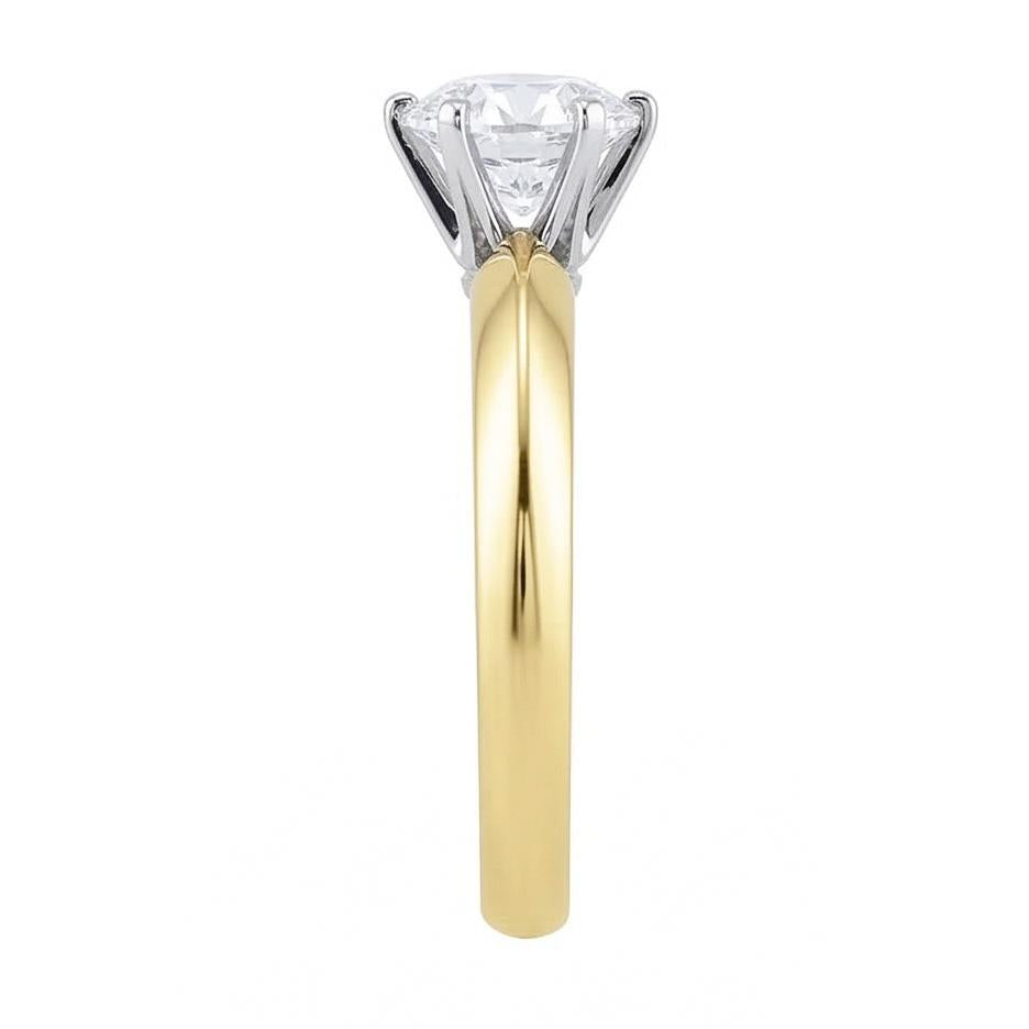 1.50 Karat Echt Aus der Erde Abgebauter Natürlicher Diamant-Solitär-Verlobungsring zweifarbig 14K
