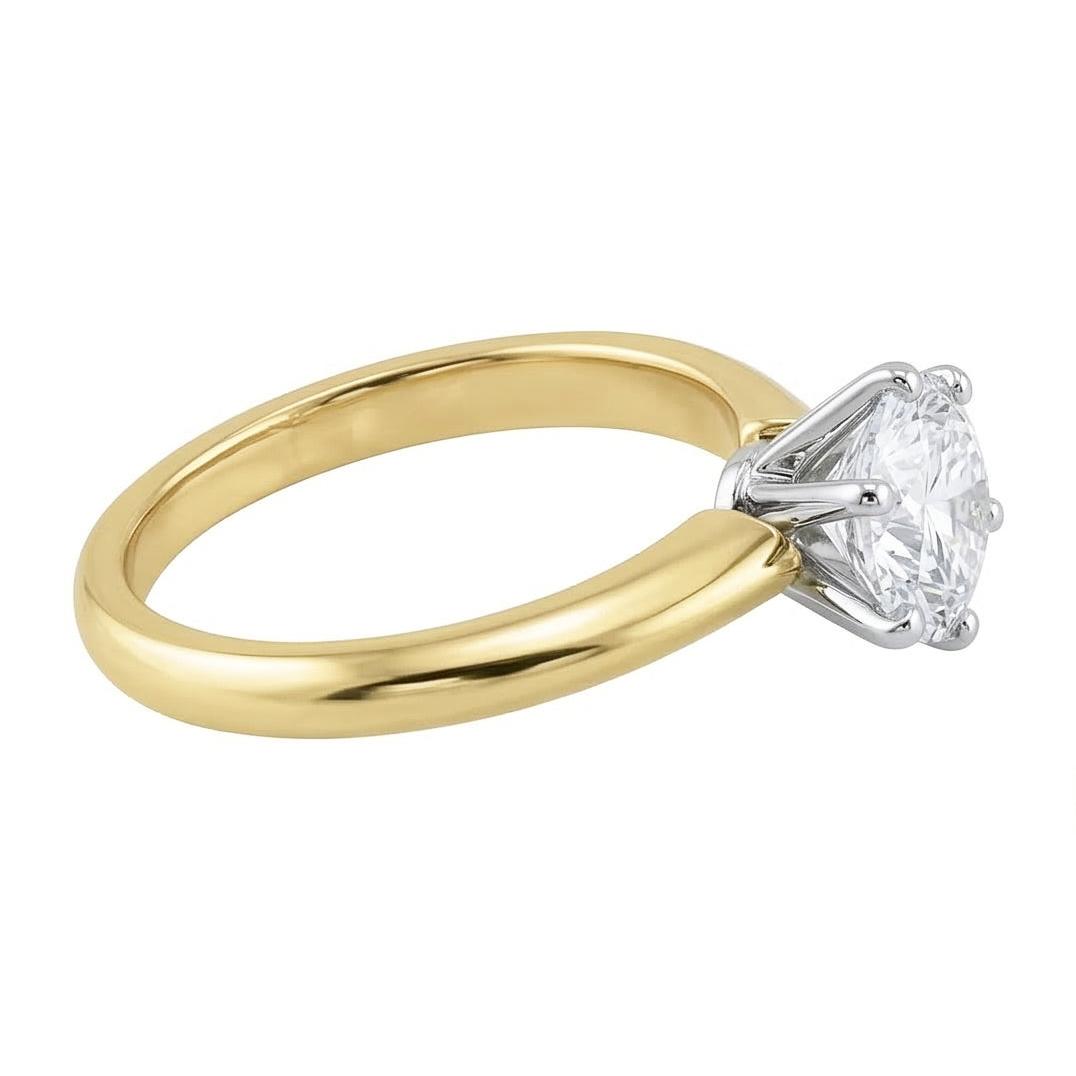 1.50 Karat Echt Aus der Erde Abgebauter Natürlicher Diamant-Solitär-Verlobungsring zweifarbig 14K