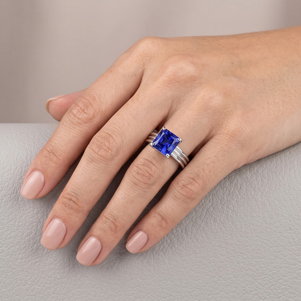 1.50 Karat Radiant Solitaire Verlobungsring Ceylon Saphirgold 14K